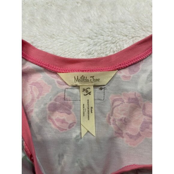 Matilda Jane Marzipan Gray Rose Dress Small Pink Floral A-Line 3/4 Sleeve Ruffle - Picture 4 of 7